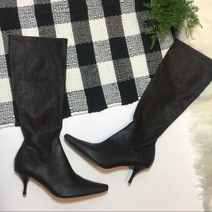 Donald Pliner Brown heel leather knee length boots